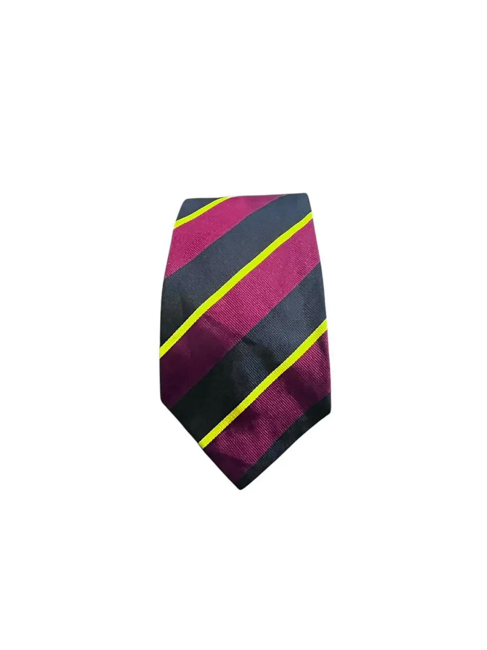 Lands' End Maroon Navy Gold Stripe Men's 100% Silk Ties
